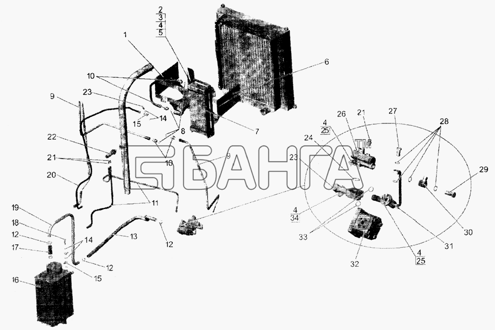 АМАЗ МАЗ-103 (2005) Схема Установка системы гидропривода вентилятора